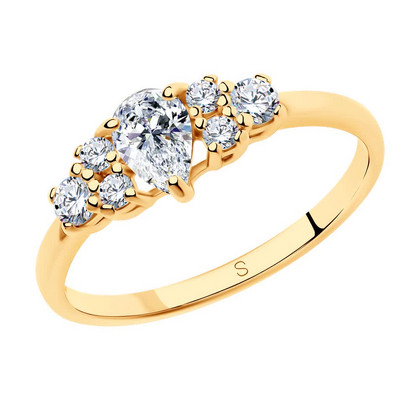 Inel din argint placat cu aur cu zirconiu cubic