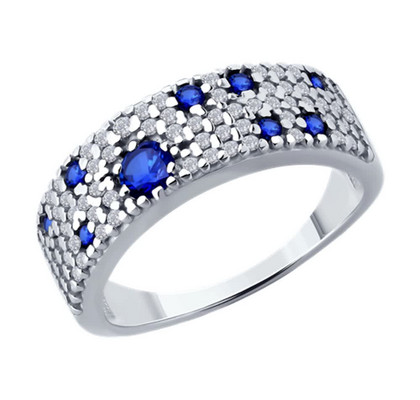 Inel din argint cu corund și zirconiu cubic