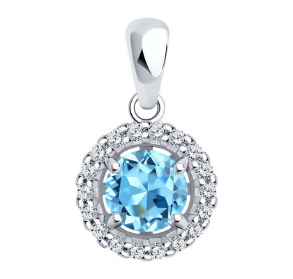 Pandantiv din argint cu topaz și zirconiu cubic