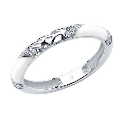 Inel din argint cu email și zirconiu cubic