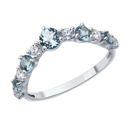 Inel din argint cu topaz și zirconiu cubic