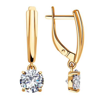 Cercei din argint aurit cu zirconiu cubic