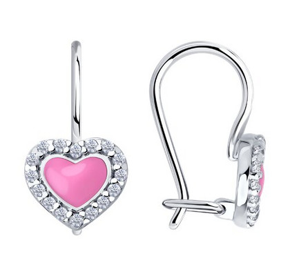 Cercei din argint cu zirconii și email