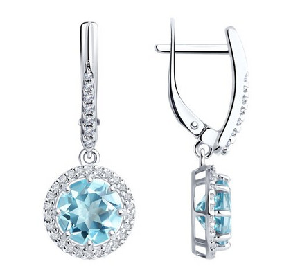Cercei din argint cu topaze și zirconii