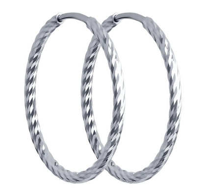 Cercei-congo din argint cu tăietură de diamant