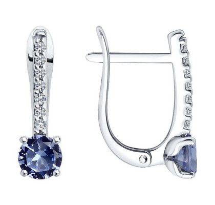 Cercei din argint cu sitall și zirconiu cubic