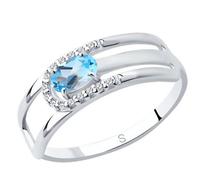 Inel din argint cu topaz și zirconiu cubic