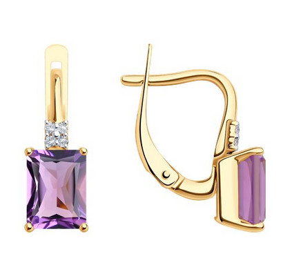 Cercei din aur 585 cu ametist