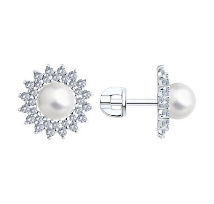 Cercei din argint cu perle și zirconii