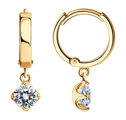 Cercei din argint placat cu aur cu zirconii