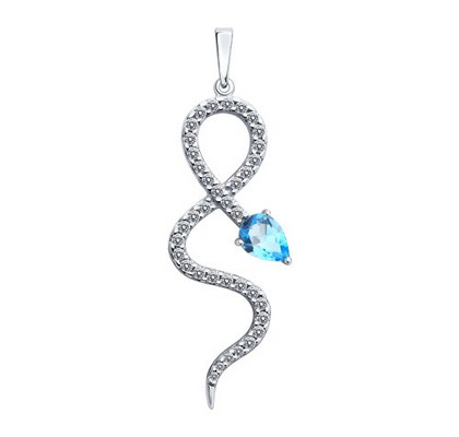 Pandantiv din argint cu topaz și fianite