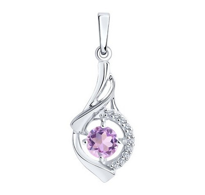 Pandantiv din argint cu ametist și fianite