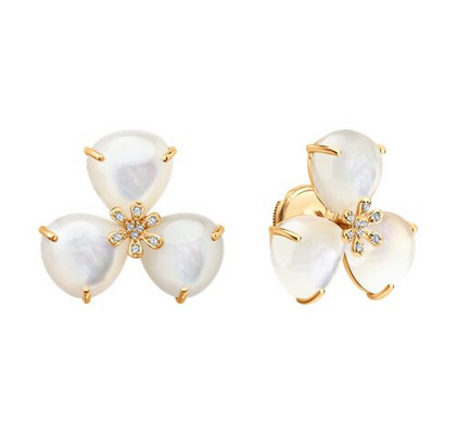 Cercei din aur cu diamante și sidef