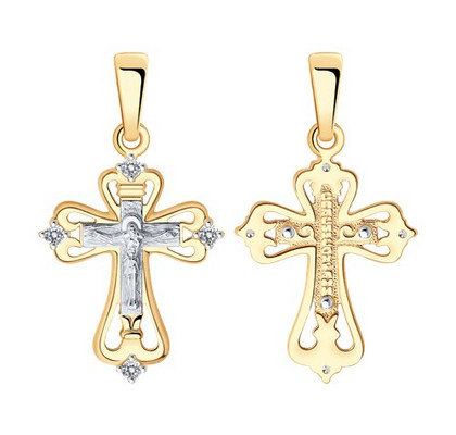 Cruce din aur combinat cu fianite