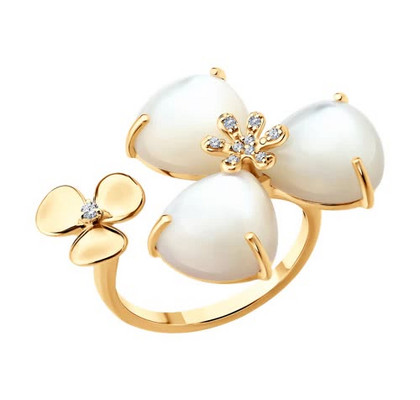 Inel de aur cu diamante și sidef