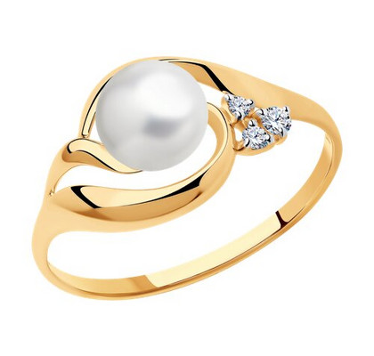 Кольцо золотое с жемчугом