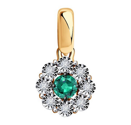 Pandantiv din aur cu diamante și smarald