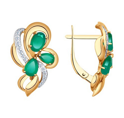 Cercei din aur cu agat