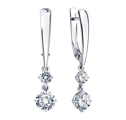 Cercei din aur alb cu zirconiu