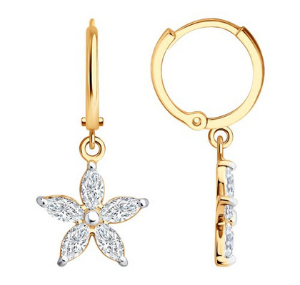 Серьги из золота с фианитами