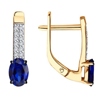 Cercei din aur cu briliante și safire