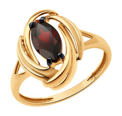 Кольцо золотое с гранатом