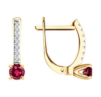 Cercei din aur cu diamante și rubine