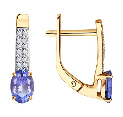 Cercei din aur cu diamante și tanzanite