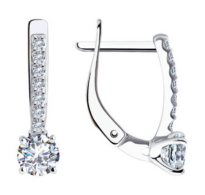 Cercei din aur alb cu zirconiu cubic