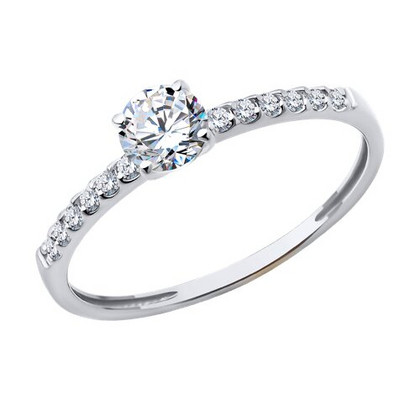 Inel din aur alb cu zirconiu cubic