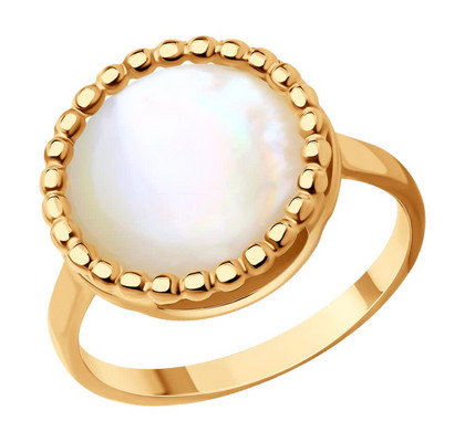 Inel din argint placat cu aur cu sidef