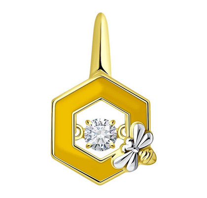 Pandantiv din argint placat cu aur cu zirconiu cubic și email