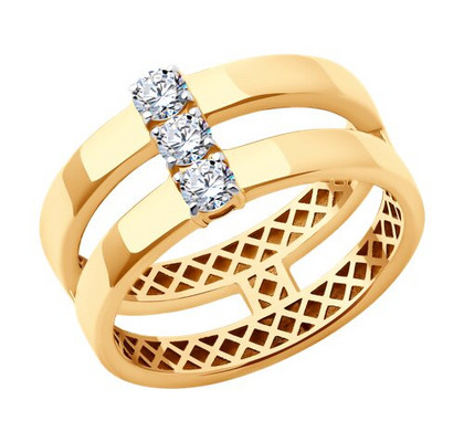 Inel din aur roșu cu zirconiu cubic