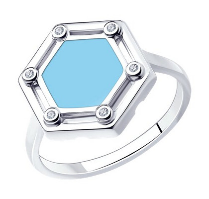 Inel din argint cu email și zirconiu cubic