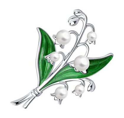 Brosca din argint cu perle