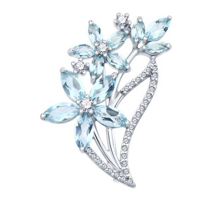 Brosca din argint cu topaze și zirconii cubice