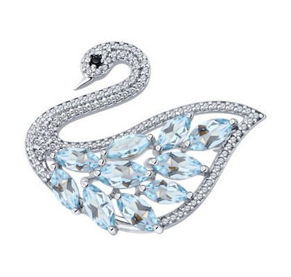 Brosca din argint cu topaze și zirconii cubice