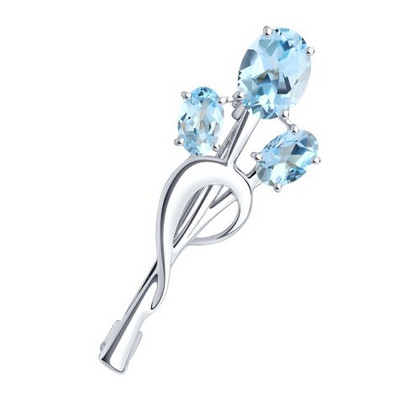 Brosca din argint cu topaze