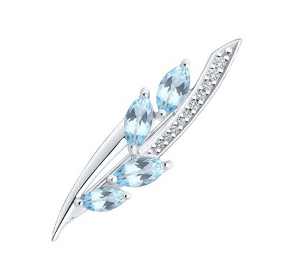 Brosca din argint cu topaze și zirconii cubice