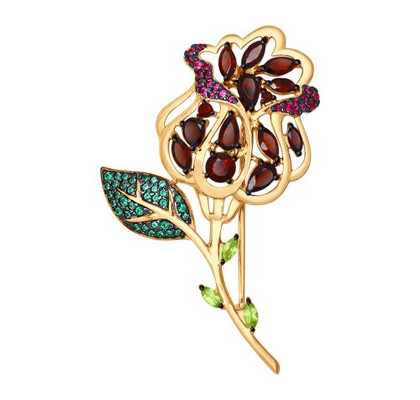 Brosca din argint aurit cu un mix de pietre