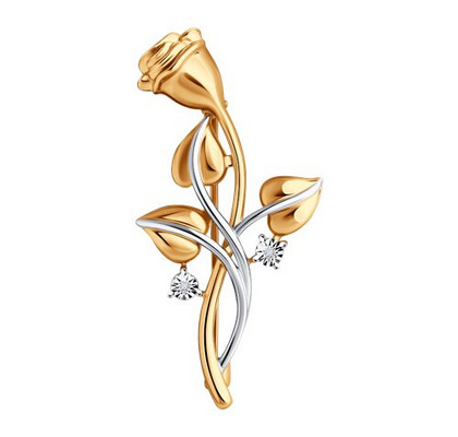 Brosca din argint aurit cu diamante