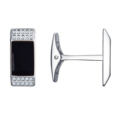 Butoni de argint cu email și zirconii cubice