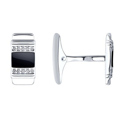 Butoni de argint cu email și zirconii cubice