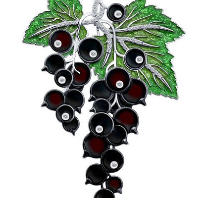 Brosa din argint cu zirconiu cubic și email