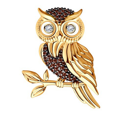 Brosa din argint placat cu aur cu zirconiu cubic