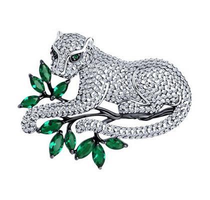 Брошь из серебра с фианитами