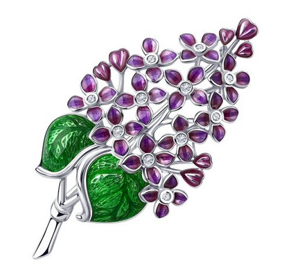 Brosa din argint cu email și zirconiu cubic