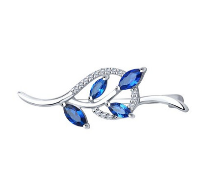 Brosa din argint cu zirconiu cubic albastru