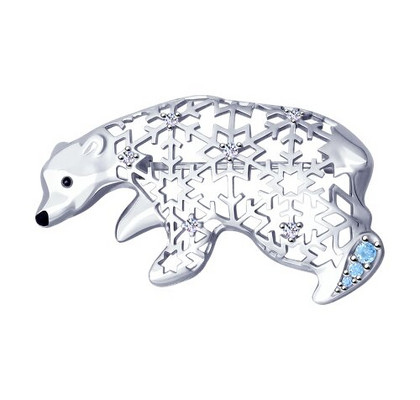 Brosa din argint cu email și zirconiu cubic