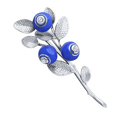 Brosa din argint cu email și zirconiu cubic